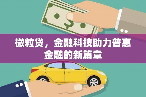 湖内微粒贷，金融科技助力普惠金融的新篇章