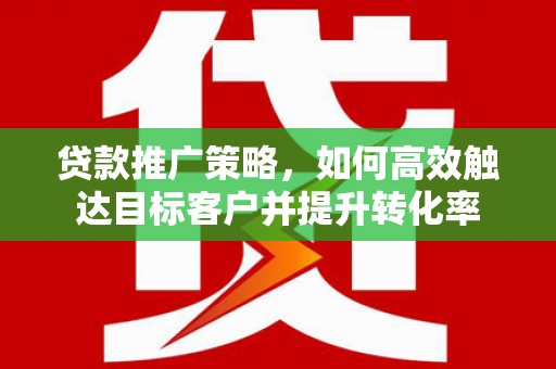 湖内贷款推广策略，如何高效触达目标客户并提升转化率
