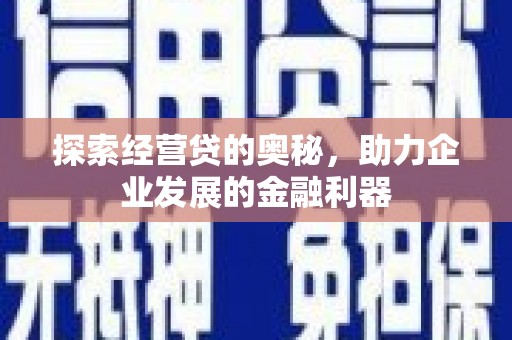 湖内探索经营贷的奥秘，助力企业发展的金融利器