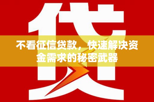湖内不看征信贷款，快速解决资金需求的秘密武器