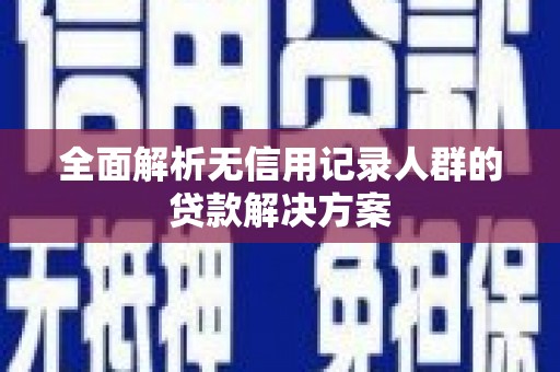 湖内全面解析无信用记录人群的贷款解决方案